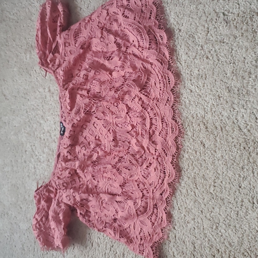 Express Coral lace crop top